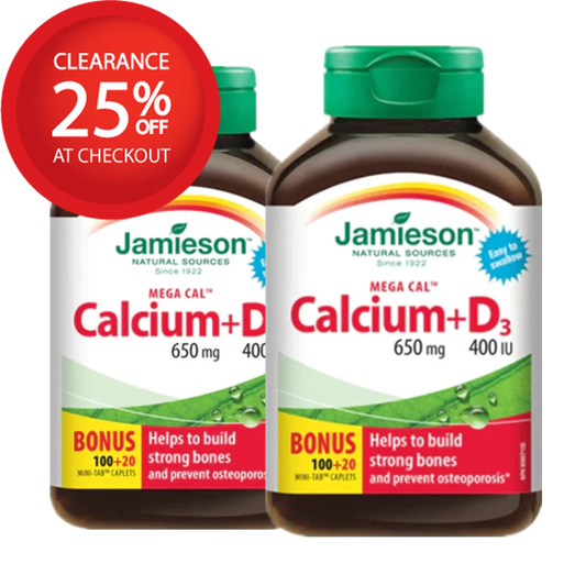 【clearance】2 x Jamieson Mega Cal - Calcium & Vitamin D3 100+20 caplets Bonus Bundle EXP: 11/2026 nitvd.com