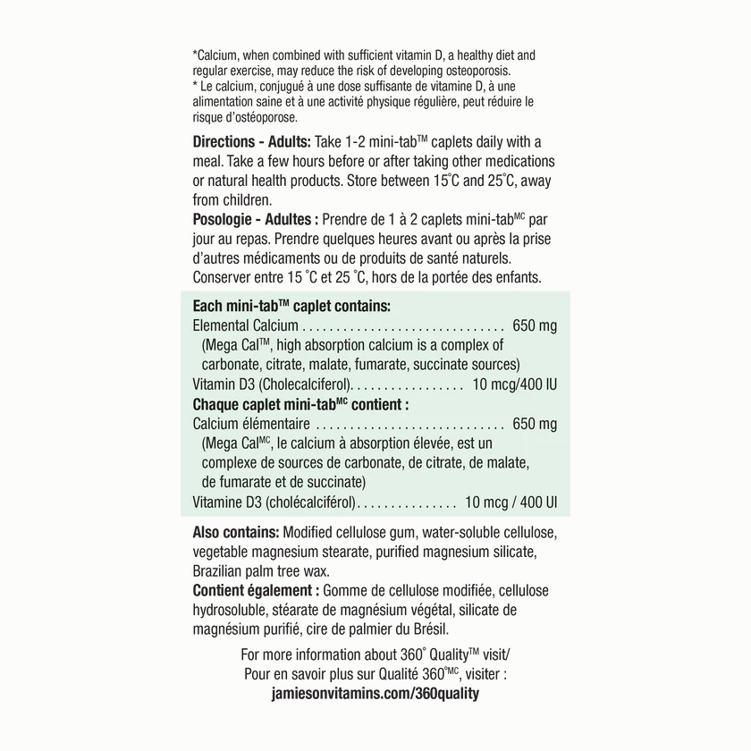 Jamieson Mega Cal - Calcium & Vitamin D3 100+20 caplets Bonus