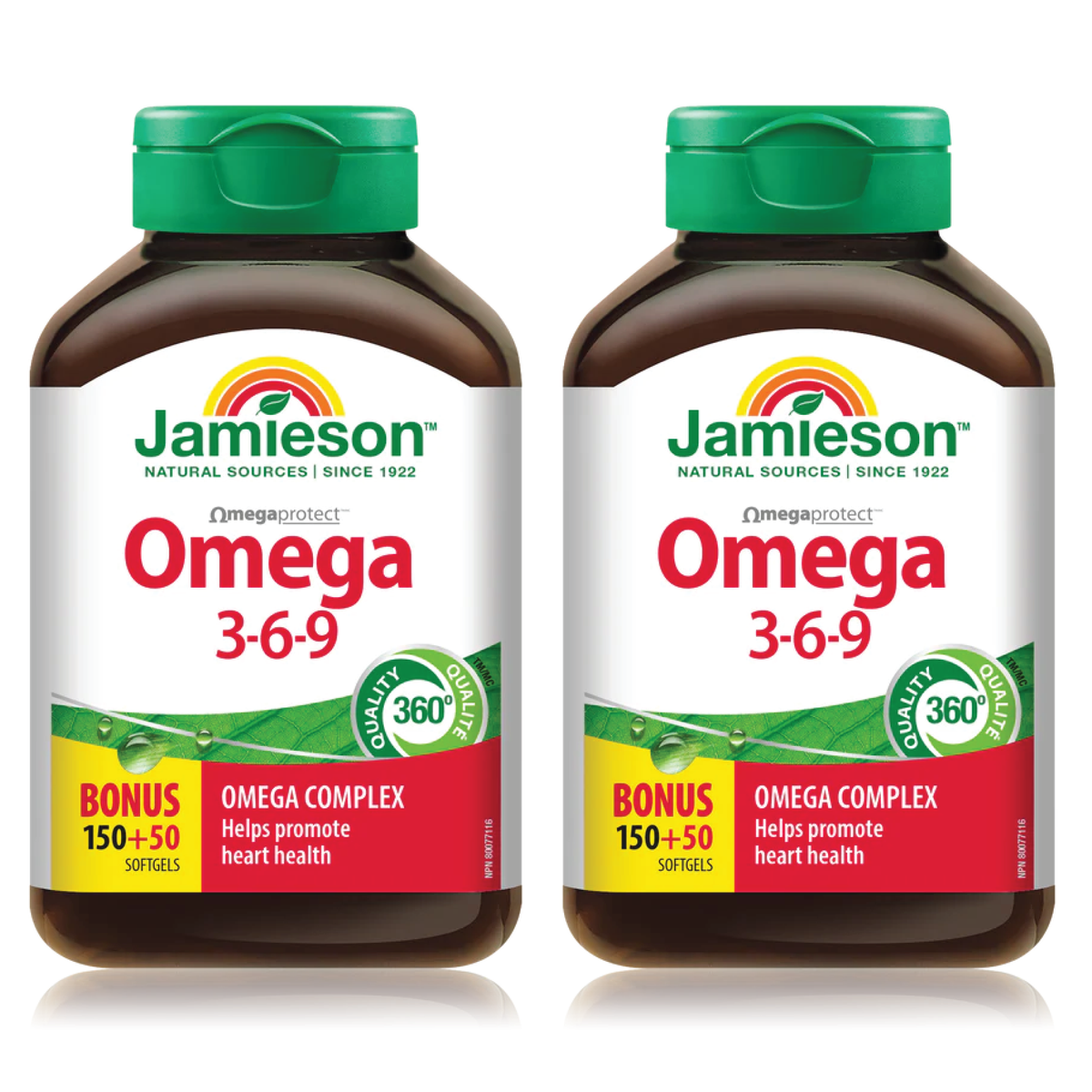2 x Jamieson Omega 3-6-9, 150+50 softgels Bundle