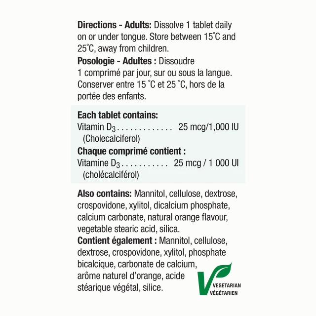 Jamieson Vitamin D3 Fast Dissolving 150 sublingual tablets
