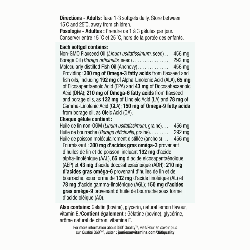Jamieson Omega 3-6-9 1200 mg 180 softgels