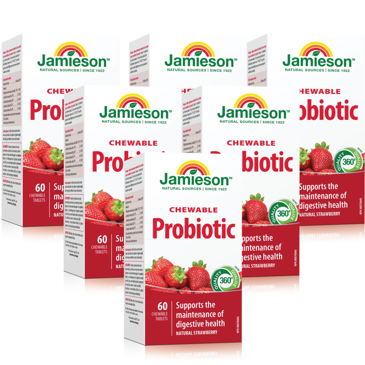 6 x Jamieson Chewable Probiotic, Strawberry Yogurt, 60 tabs Bundle