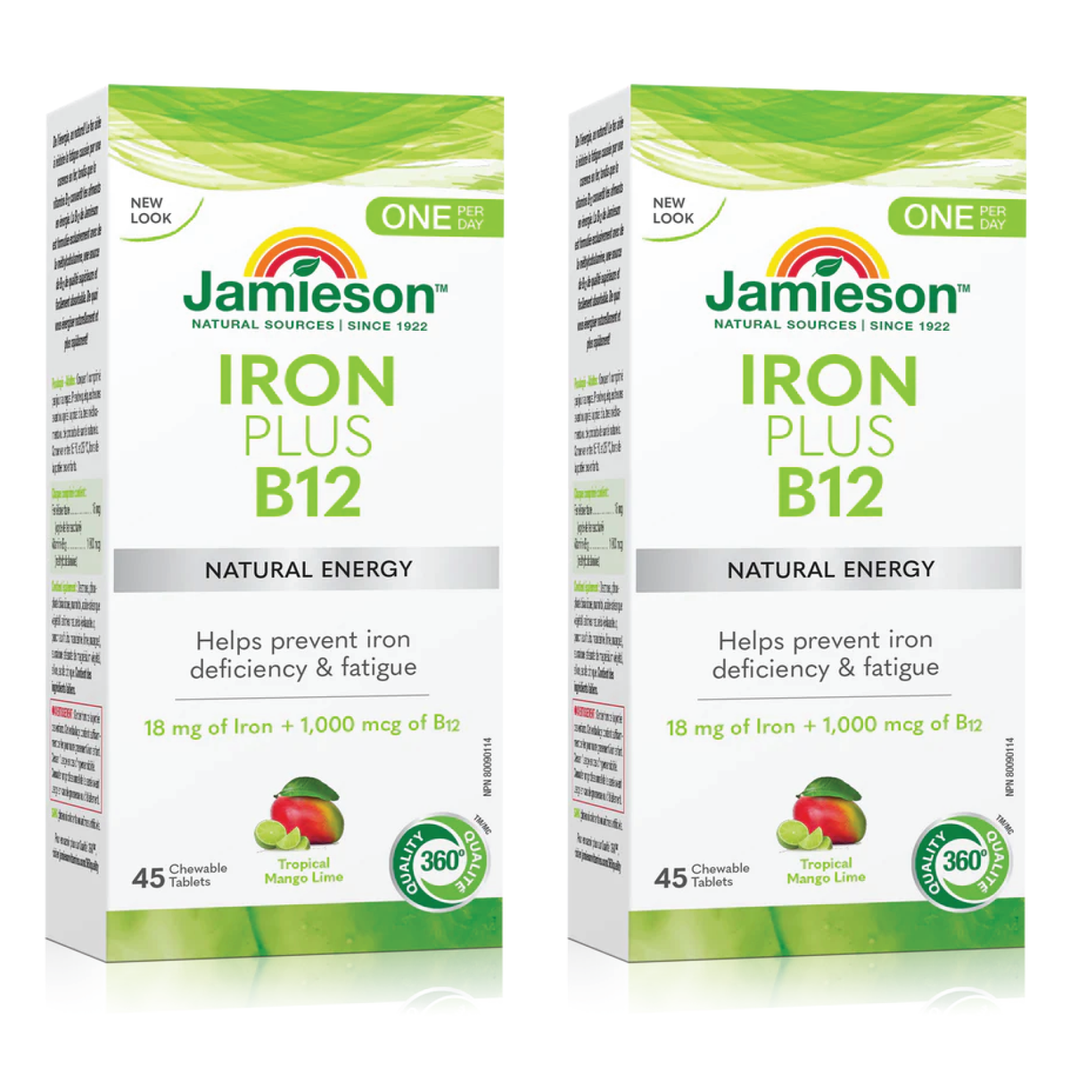 【优惠组合】2 x Jamieson 铁+维生素B12，咀嚼片45粒