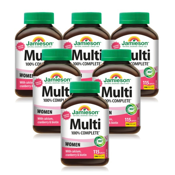 6 x Jamieson 100% Complete Multivitamin for Women 115 caplets Bundle