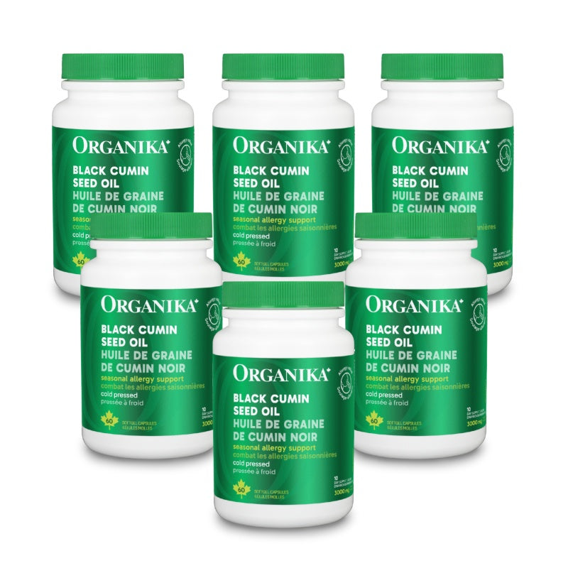 [优惠组合] 6瓶 X Organika 黑小茴香籽油胶囊，緩解过敏，500毫克，60粒胶囊