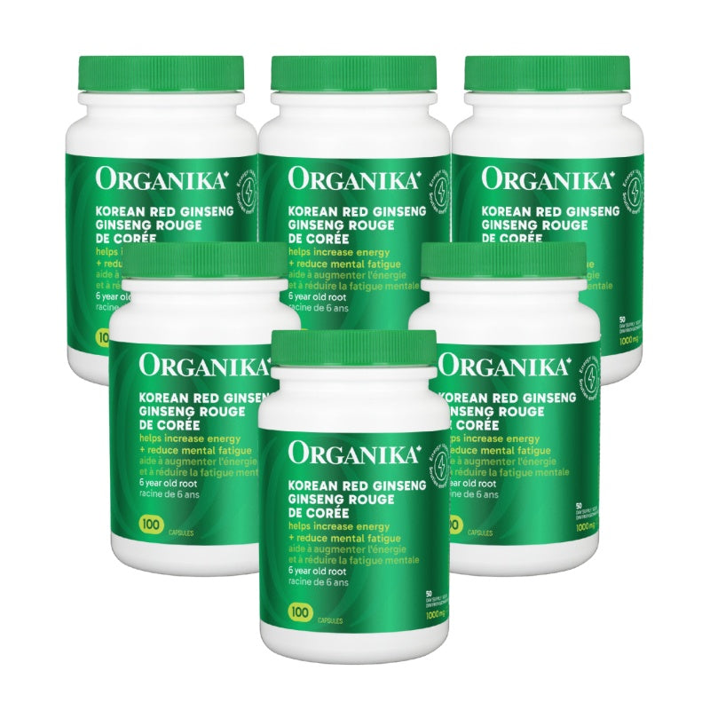 [優惠組合] 6瓶x Organika 韓國紅參（提高能量/免疫力） 500mg， 200 粒膠囊