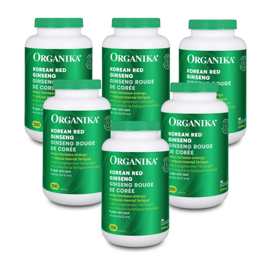 [優惠組合] 6瓶x Organika 韓國紅參（提高能量/免疫力） 500mg， 200 粒膠囊