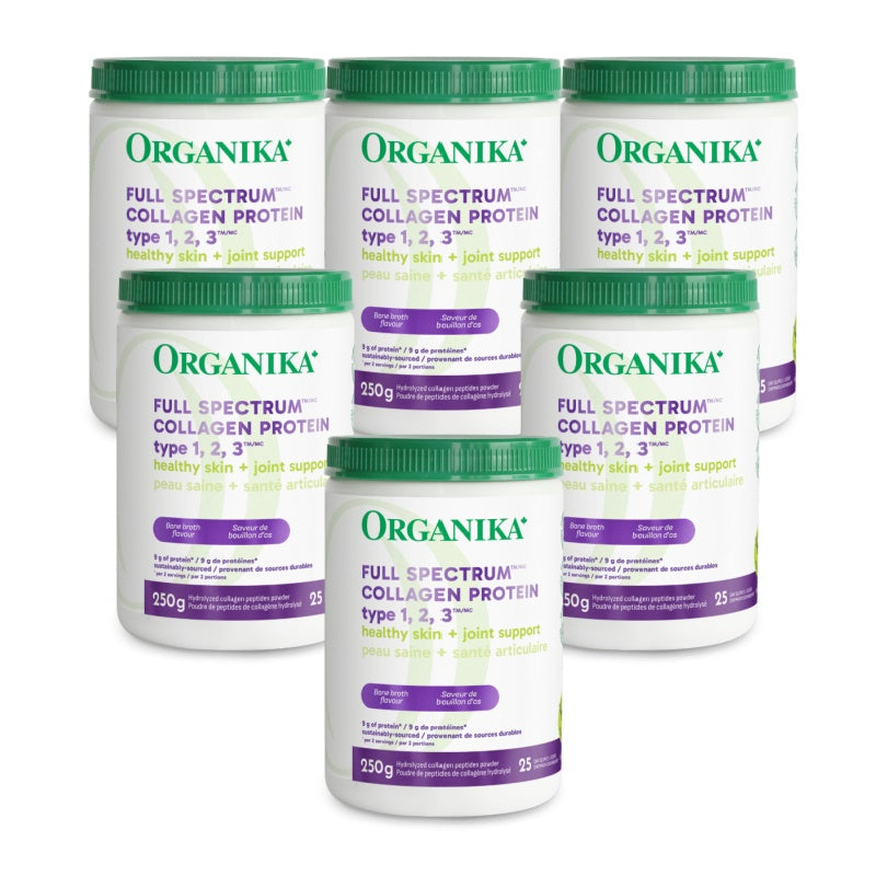 6x Organika Full Spectrum Collagen Type 1, 2, 3, 250g Bundle
