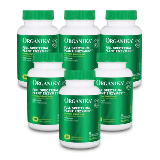 6 Organika Full Spectrum Plant Enzymes 500mg 60 vegetarian capsules Bundle