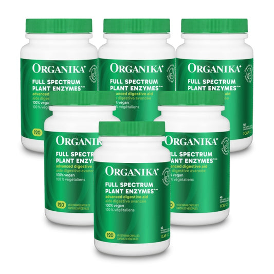 6x Organika Full Spectrum Plant Enzymes 500mg 120 vegetarian capsules Bundle
