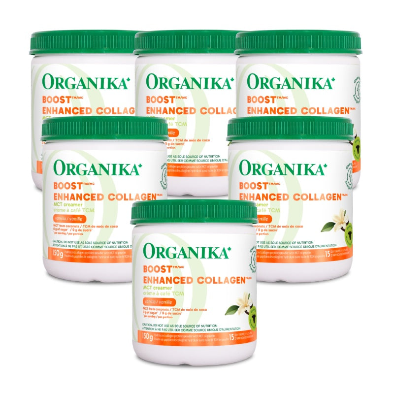 6x Organika Enhanced Collagen Boost Vanilla 150g MCT Creamer Bundle