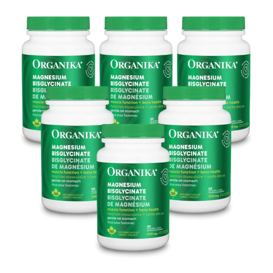 6x Organika Magnesium Bisglycinate 120vcaps Bundle