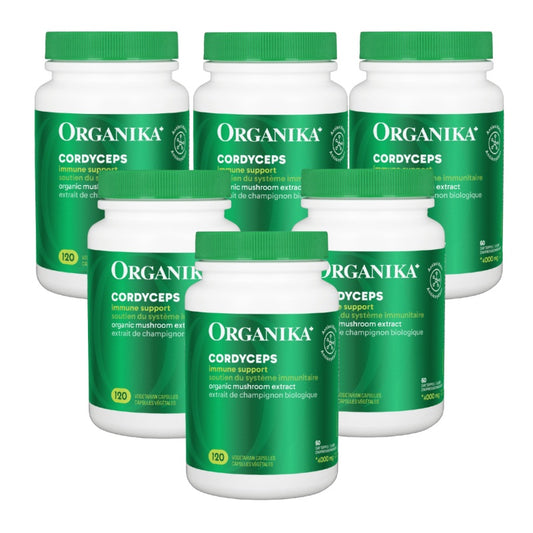 6x Organika Cordyceps Mushroom Extract 500mg 120 vegetarian capsules Bundle