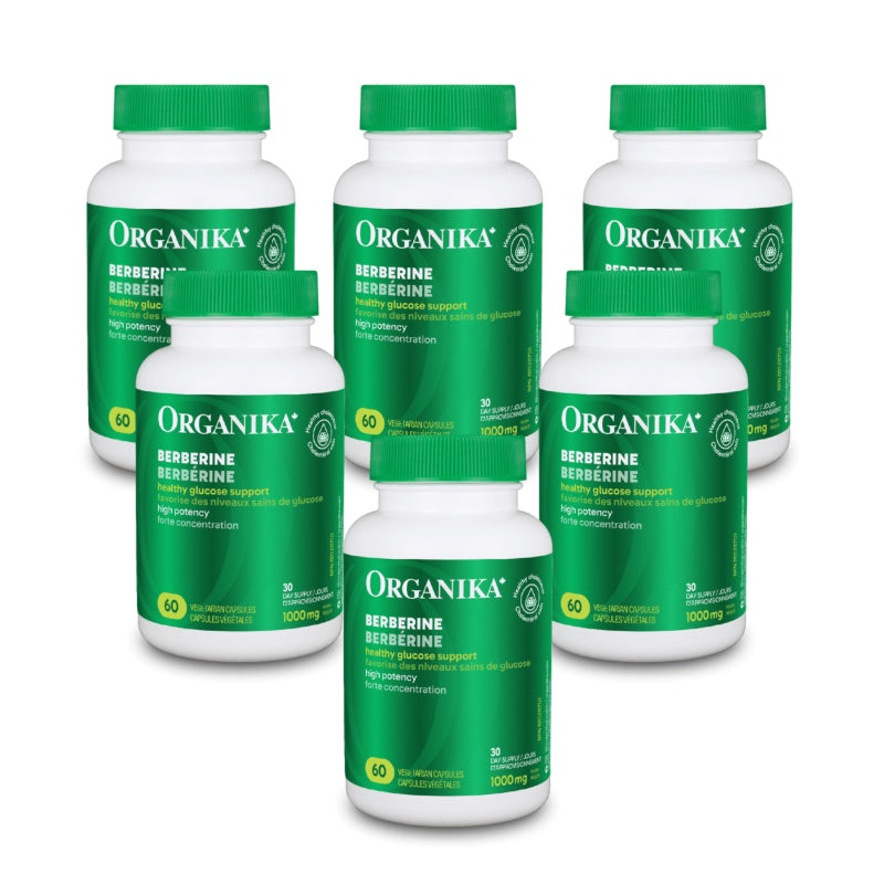 6x Organika Berberine 500 mg, Promotes cardiovascular well-being, 60 Vcaps Bundle