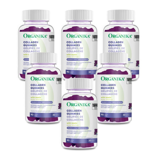 6x Organika Collagen Gummies with Biotin 90's Bundle