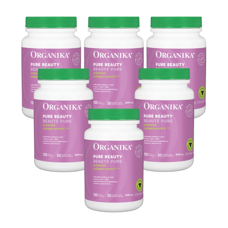 6x Organika Pure Beauty Enhanced Collagen 2600mg, 120 Tablets Bundle