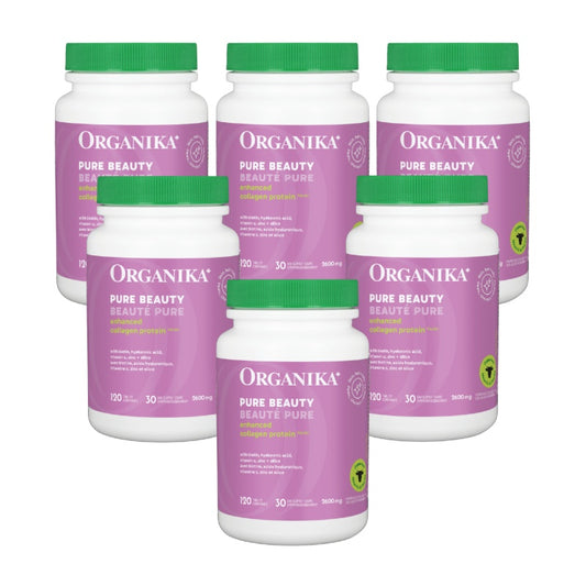 6x Organika Pure Beauty Enhanced Collagen 2600mg, 120 Tablets Bundle