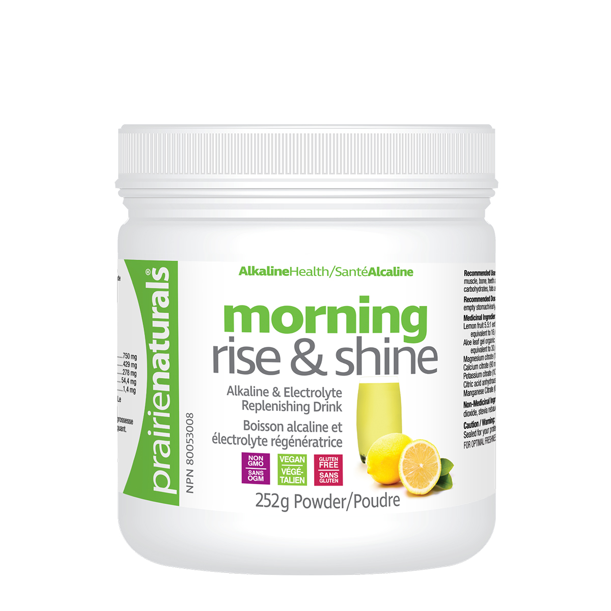 Prairie Naturals morning rise & shine drink mix container on a white background sold by nitvd.com