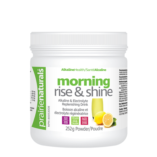 Prairie Naturals morning rise & shine drink mix container on a white background sold by nitvd.com