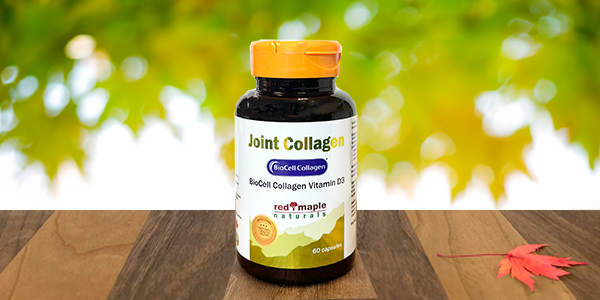 BioCell Collagen Red Maple Naturals orange cap amber bottle leaves Canada