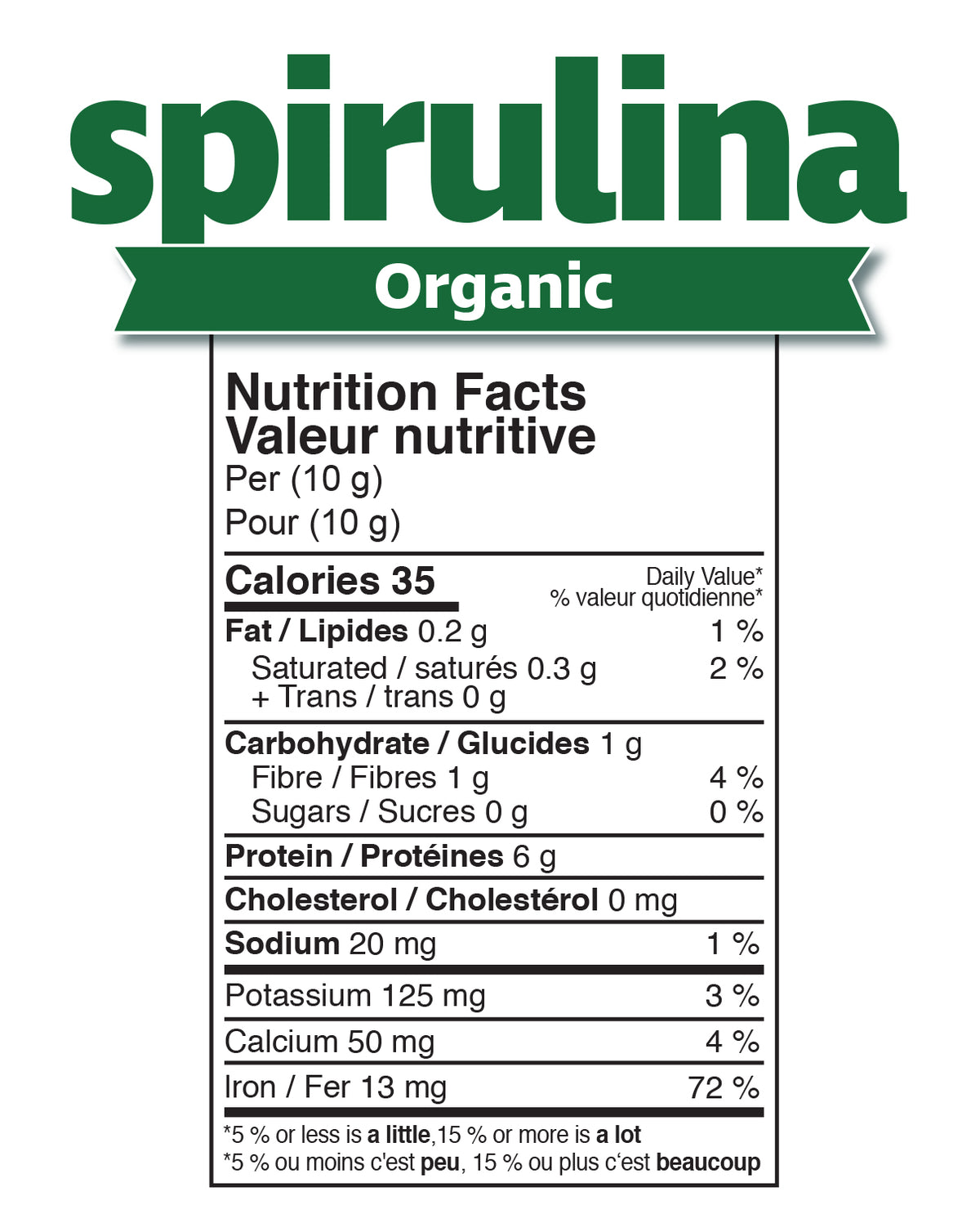 Prairie Naturals Organic Spirulina 500mg tablets nutrition facts