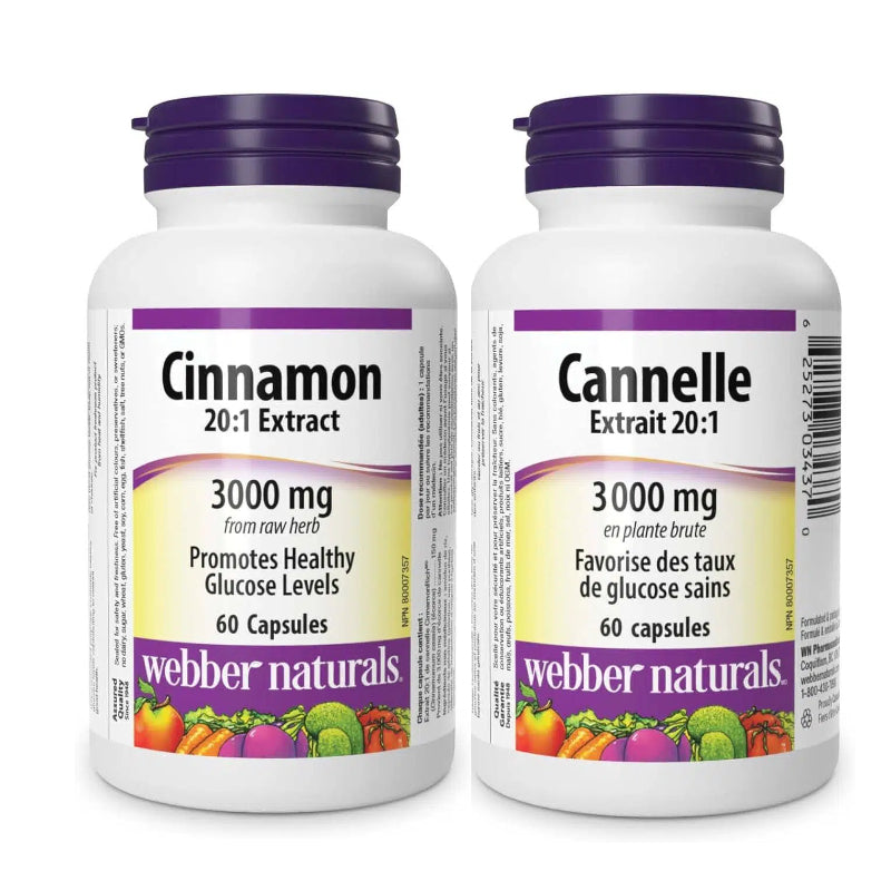 2x Webber Naturals Cinnamon Extract  150 mg, 60caps Bundle