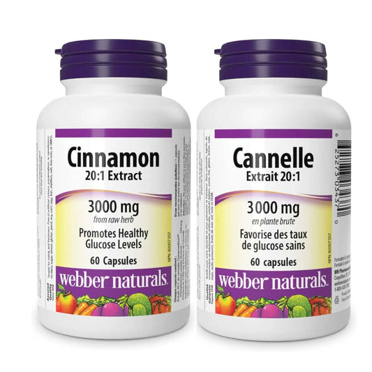 2x Webber Naturals Cinnamon Extract  150 mg, 60caps Bundle