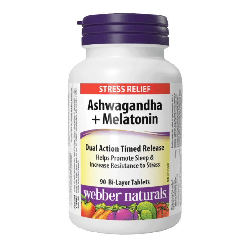 Webber Naturals 南非醉茄 + 褪黑素，90片双效双层片剂 缓解烦躁不安快速入睡