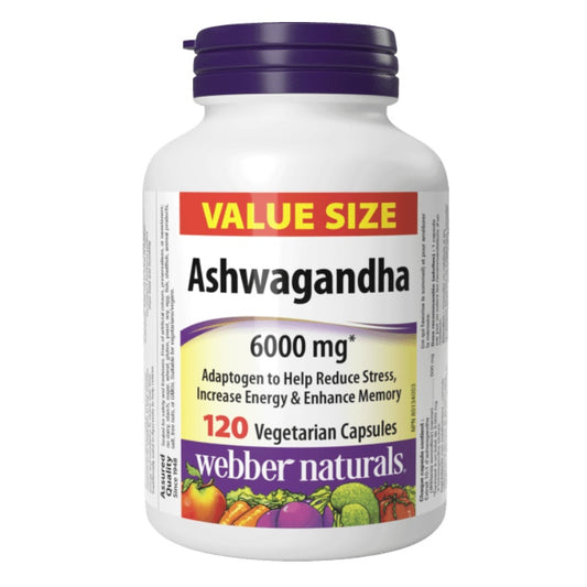 Webber Naturals Ashwagandha, 6000mg, 120 Vegetarian Capsules