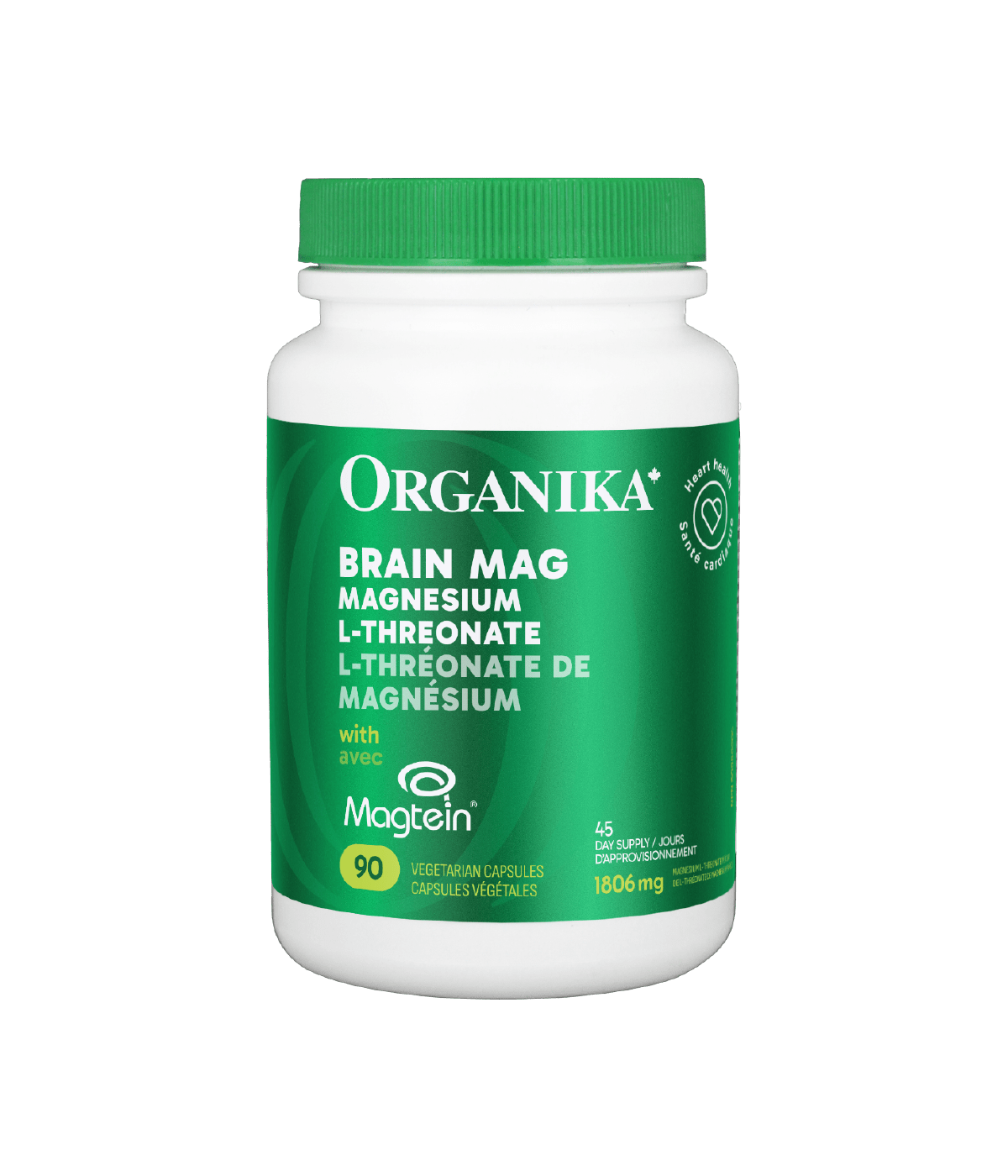 Organika Magnesium Magtein 90 Vcaps Canadian label