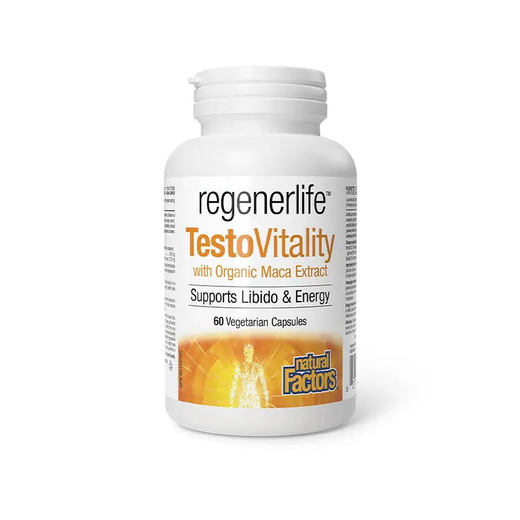 Regenerlife TestoVitality supplement bottle on a white background