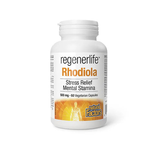 Regenerlife Rhodiola supplement bottle on a white background nitvd.com Canada