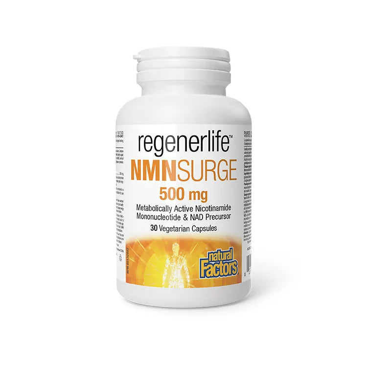 Regenerlife NMMSurge supplement bottle on a white background Canadian label available online nitvd.com