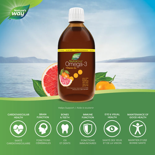 NutraSea+D Omega-3+ Vitamin D, Grapefruit Tangerine, 500mL