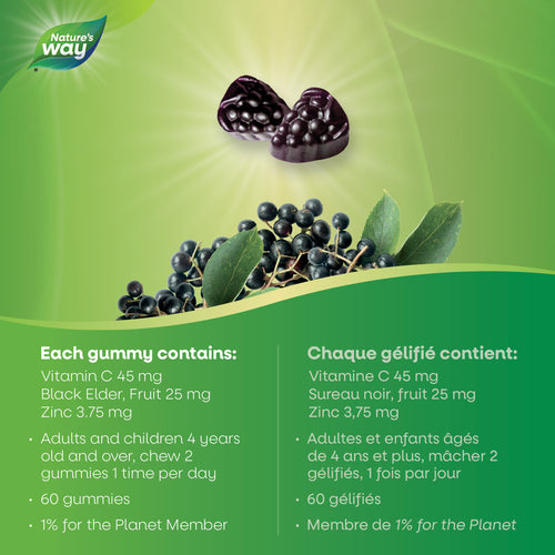 【clearance】Nature's Way Sambucus Immune Support, Original Gummies, 60 gummies Exp: 4/30/2027