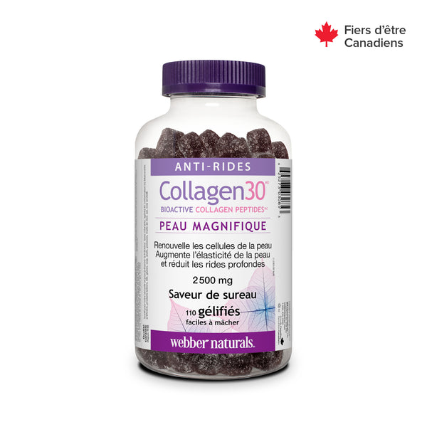 Webber Naturals Collagen30® Bioactive Collagen Peptides™ 2500 mg Elderberry 110 Gummies French label