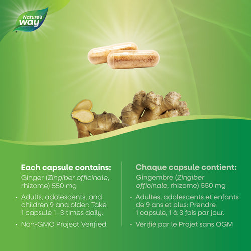 Nature's Way Ginger Root, 100 capsules each capsule contains