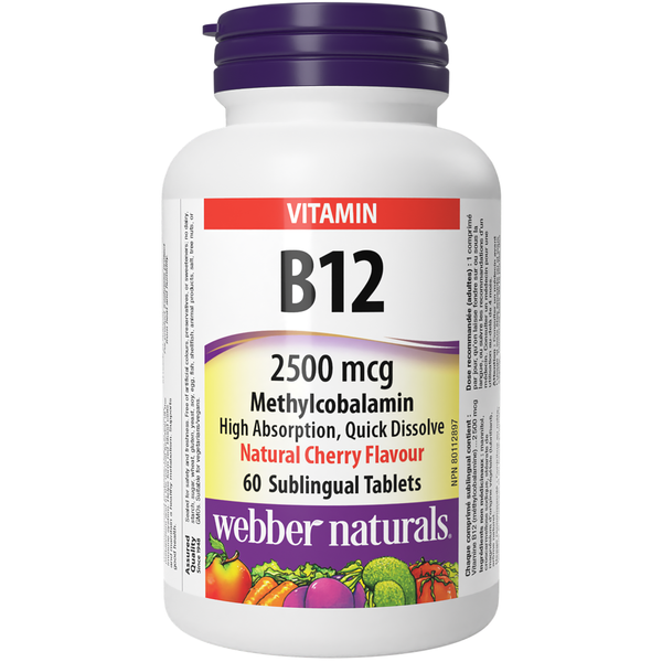 Webber Naturals B12 2500 mcg Canadian label available online nitvd.com Natural Vitamin Direct Inc