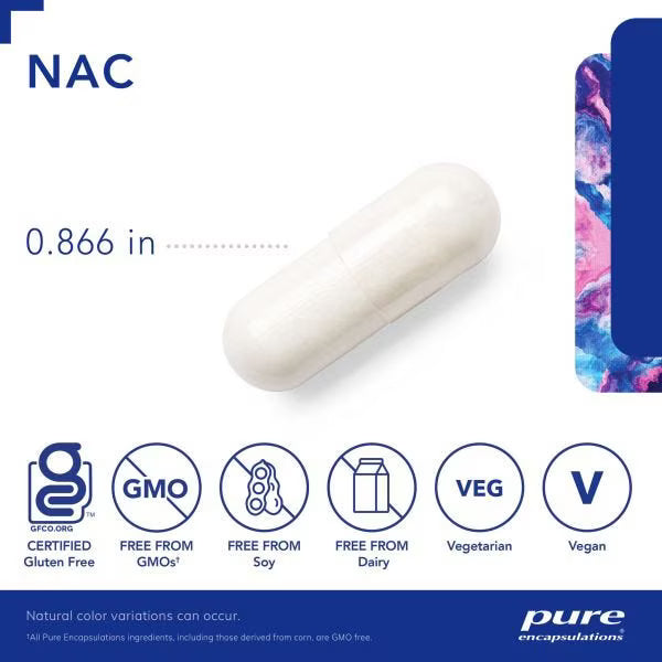 Pure Encapsulations N-乙酰半胱氨酸胶囊 600毫克/180粒 促生谷胱甘肽 促进肺部及呼吸道健康