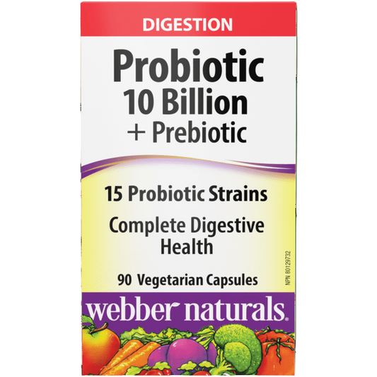 Webber Naturals 益生菌 100 億 + 益生元，90 粒素食膠囊