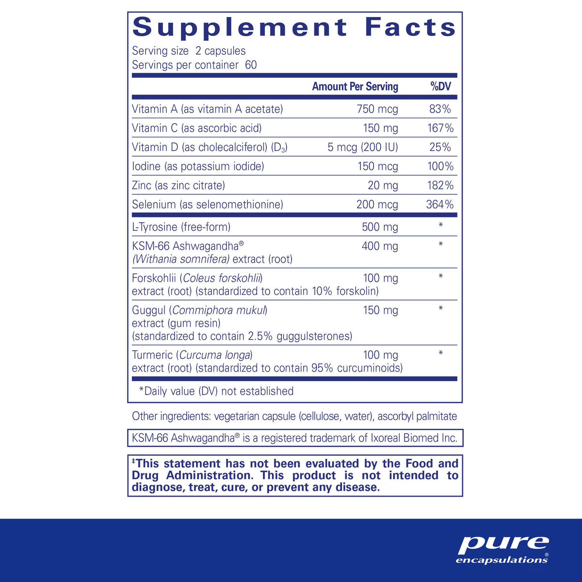 Pure Encapsulations, Thyroid Support Complex, 60 Vegetarian Capsules
