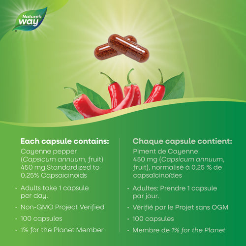 Nature's Way Cayenne 40,000 HU 450mg 100 caps