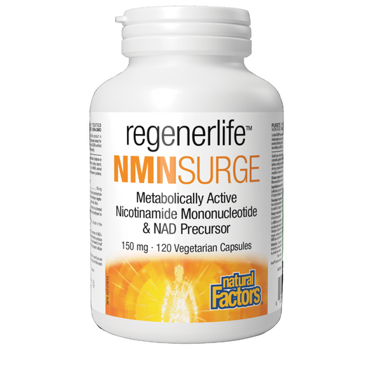 Natural Factors Regenerlife 150 mg 120 veetarian capsules Canadian label sold by nitvd.com