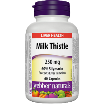 Webber Naturals Milk Thistle 60% Silymarin, 250 mg, 60 caps Canadian version natvd