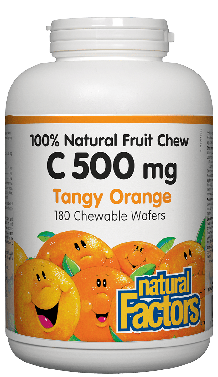 Natural Factors 維他命 C 500 毫克 甜橙口味，180 片咀嚼片