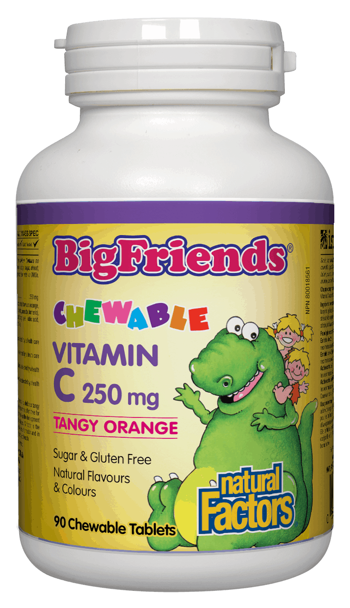 Natural Factors Tangy Orange Big Friends® Jr. Chewable C, 250 mg,  90 Chewable Tablets