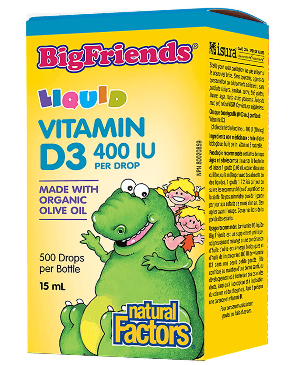 Natural Factors Big Friends Liquid Vitamin D3 400 IU, 15 mL