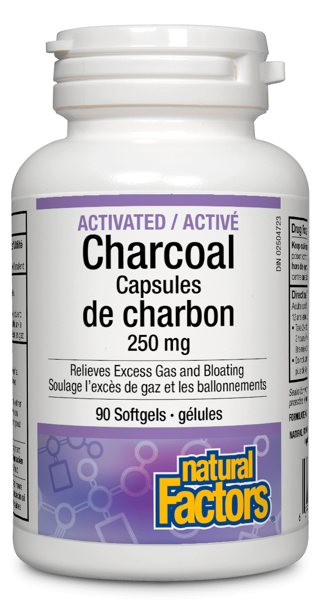 Natural Factors Activated Charcoal Capsules 250 mg, 90 softgels