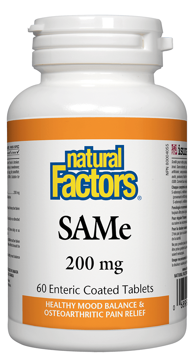 Natural Factors SAMe 200mg, 60 tabs Canadian Vitamin Shop