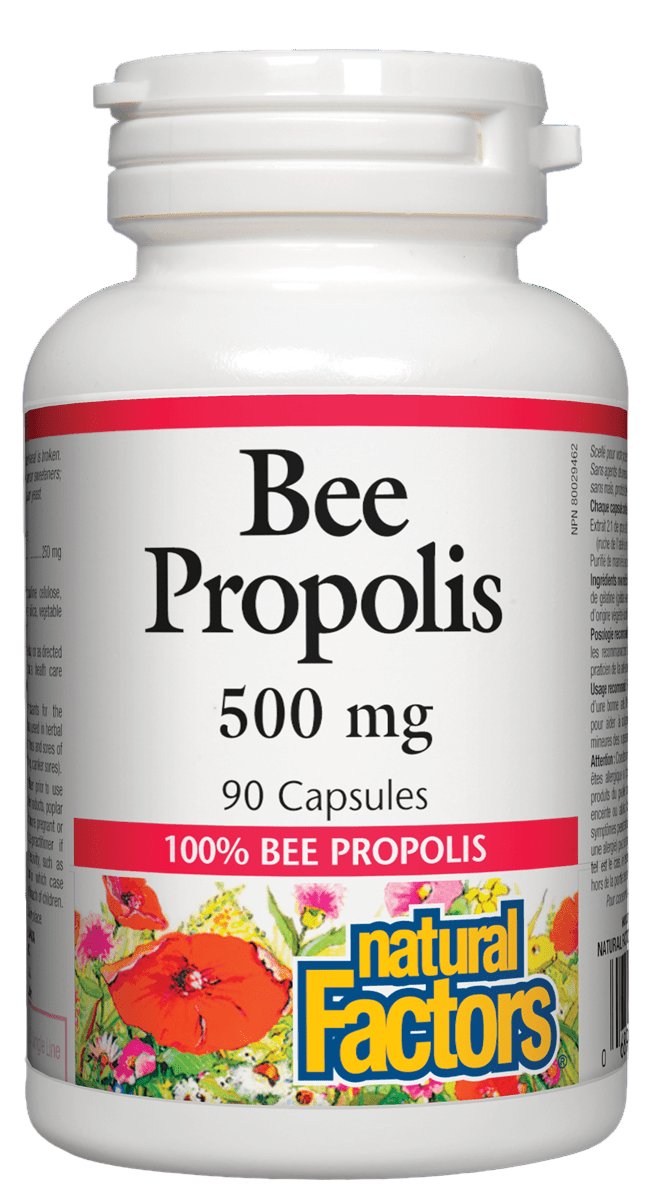 Natural Factors Bee Propolis 500 mg Canadian label sold by nitvd.com